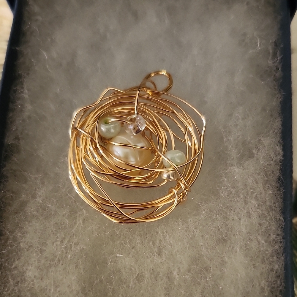 Elegant Gold Wire Wrapped Pendant
